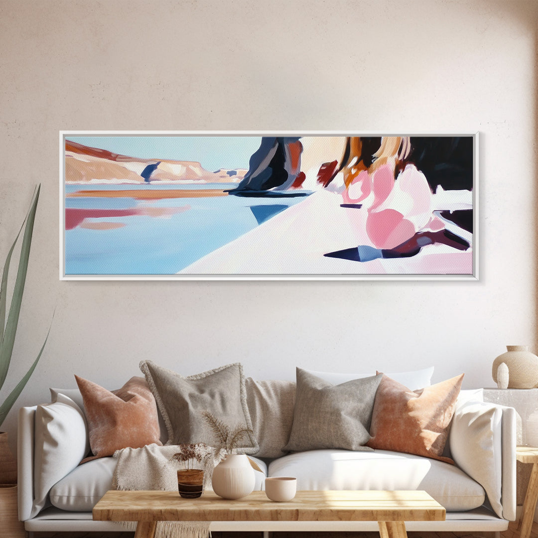 Desert Reflection, Minimalist Art, Modern Landscape, Neutral Tones, Framed Canvas Print, Boho Decor, Living Room Wall Art, Large Art