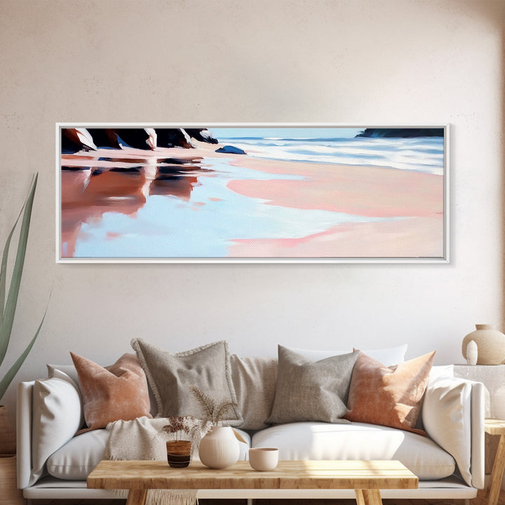 Hand Reflection, Abstract Art, Soft Blues, Pink Hues, Framed Canvas Print, Contemporary Wall Art, Bedroom Decor, Zen Aesthetic