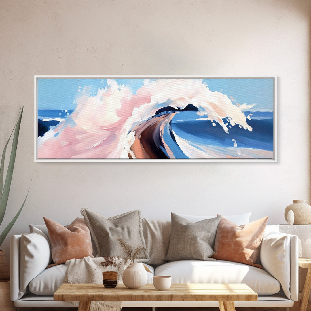 Calm Waters, Woman by Rocks, Relaxing Beach, Nature Inspired, Framed Canvas Print, Minimalist Wall Art, Bathroom Decor, Serenity