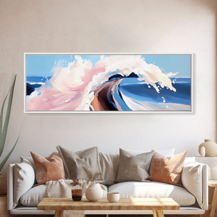 Calm Waters, Woman by Rocks, Relaxing Beach, Nature Inspired, Framed Canvas Print, Minimalist Wall Art, Bathroom Decor, Serenity