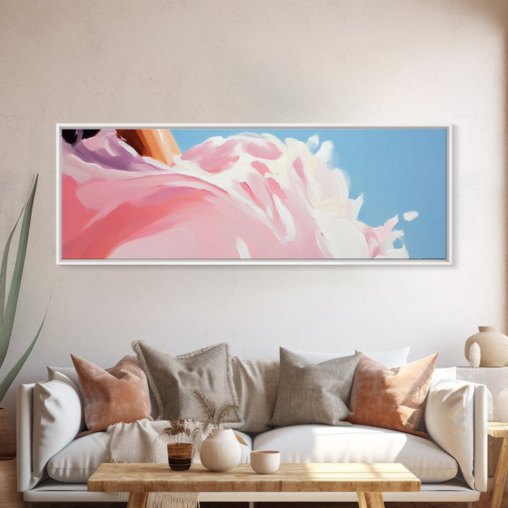 Abstract Floral Art, Soft Pink Flowers, Boho Home Decor, Minimalist Framed Canvas Print, Elegant Wall Art, Feminine Bedroom Painting