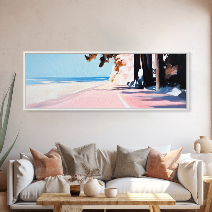 Coastal Walkway, Beach Scene, Ocean Art, Framed Canvas Print, Seaside Home Decor, Nautical Wall Art, Coastal Living, Summer Aesthetic