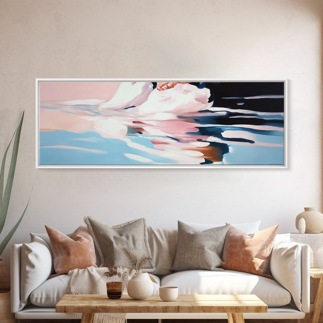 Blurred Reflection, Ocean Serenity, Abstract Art, Canvas Print, Soft Pastel Wall Art, Minimalist Coastal Decor, Tranquil Beach Scene