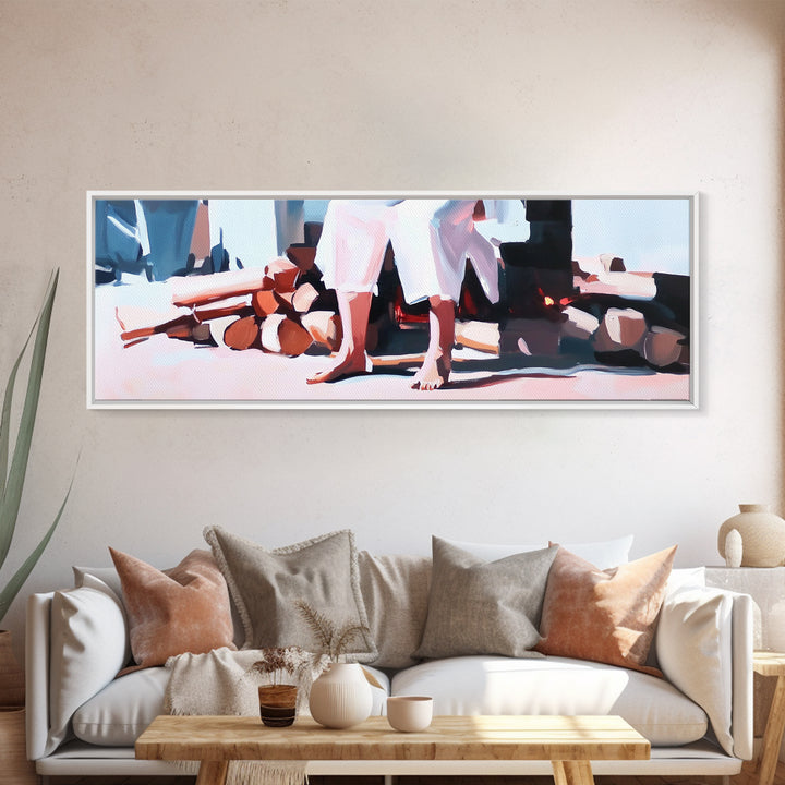 Beach Reflections, Ocean Shore, Summer Vibes, Framed Canvas Print, Coastal Wall Decor, Seascape Painting, Minimalist Beach Art