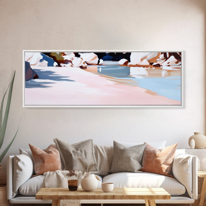 Riverbank Scene, Tranquil Water, Nature Landscape, Minimalist Water Reflection, Boho Earthy Decor, Relaxing Wall Art, Canvas Print