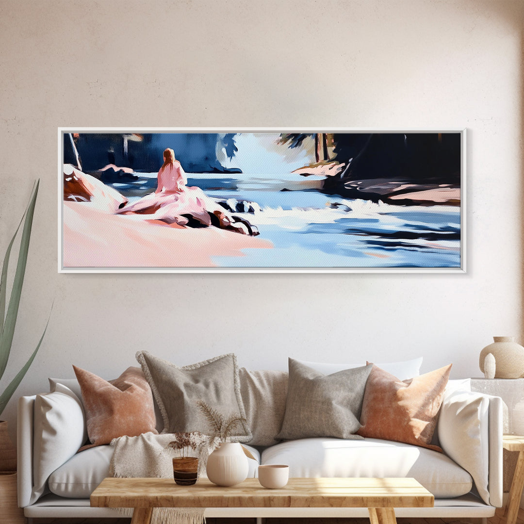 Riverside Serenity, Tranquil Landscape, Nature Lover Decor, Zen Aesthetic, Framed Canvas Print, Rustic Living Room Wall Art