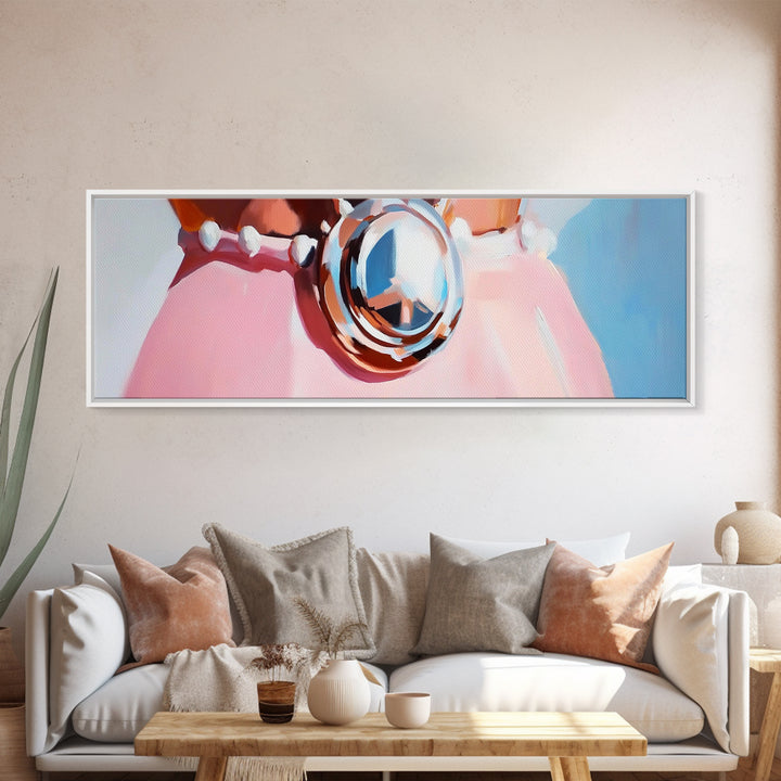 Nautical Charm, Seashell Necklace, Coastal Decor, Framed Canvas Print, Beach House Art, Minimalist Wall Art, Boho Art, Bedroom Decor