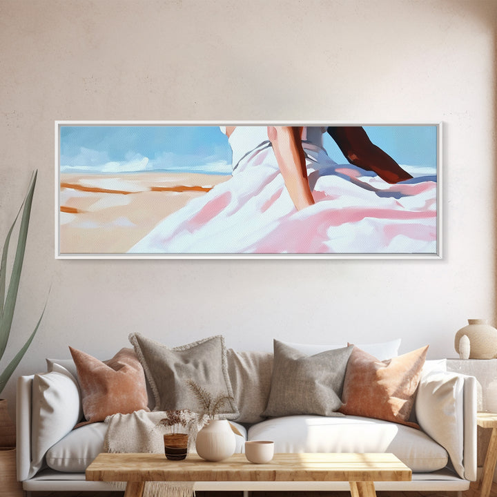 Desert Dress, Sunset Art, Pastel Landscape, Framed Canvas Print, Soft Aesthetic, Minimalist Wall Art, Elegant Home Decor, Bedroom Art