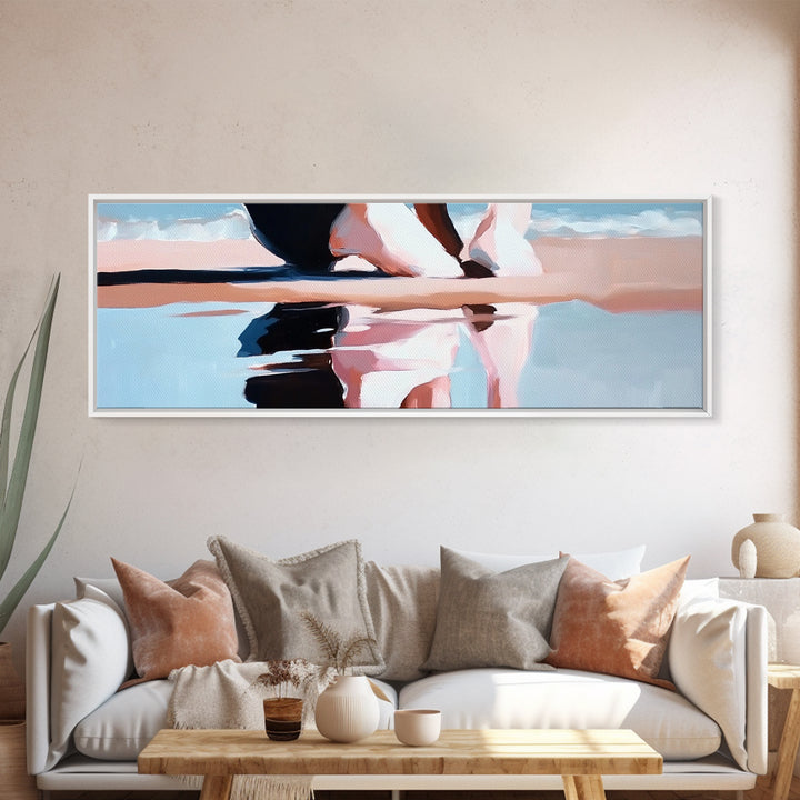 Sunset Reflection, Beach Art, Ocean Painting, Framed Canvas Print, Coastal Wall Art, Living Room Decor, Modern Minimalist Home Style
