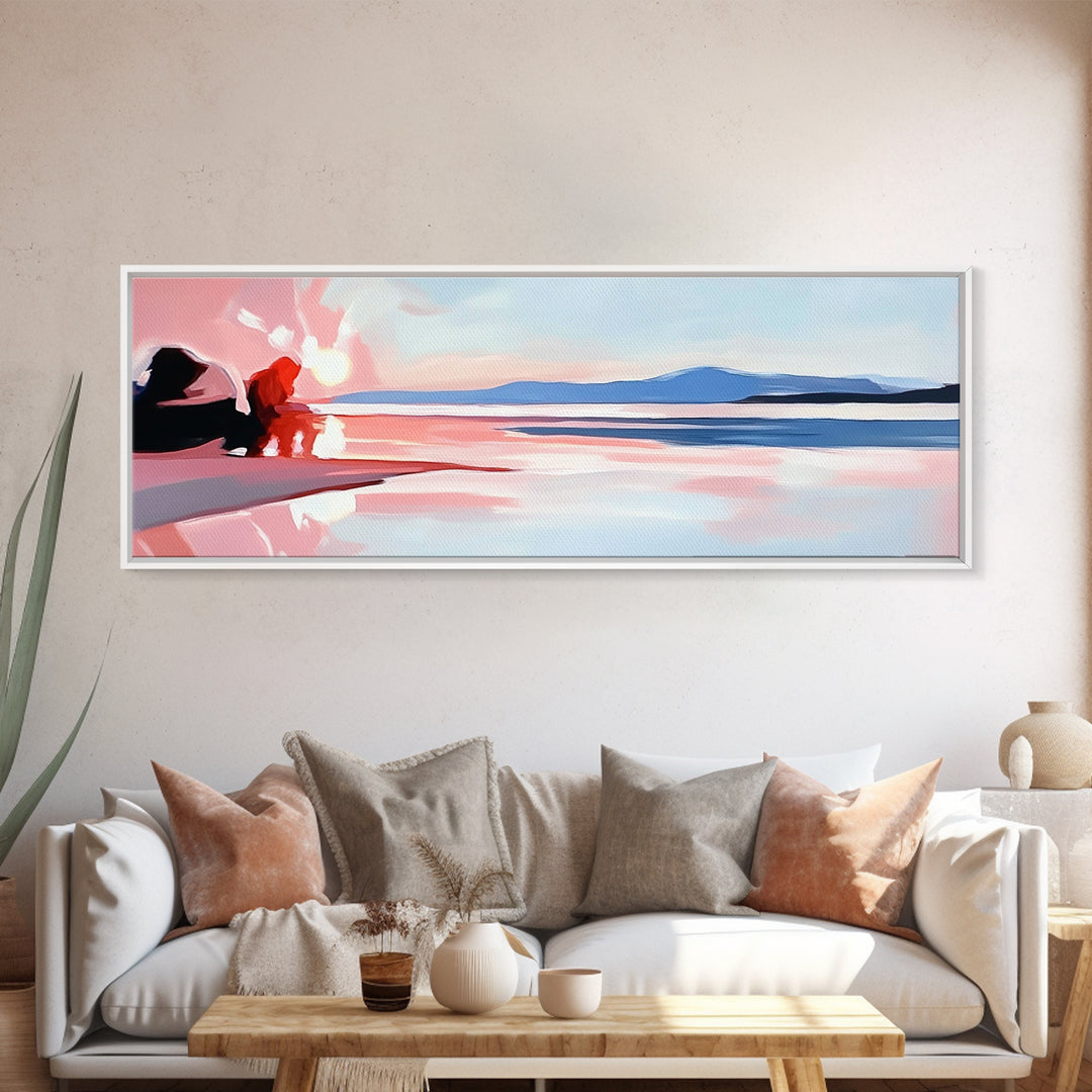 Ocean Bliss, Beach Serenity, Sunset Vibes, Framed Canvas Print, Coastal Decor, Nautical Theme, Living Room Art, Relaxing Wall Painting