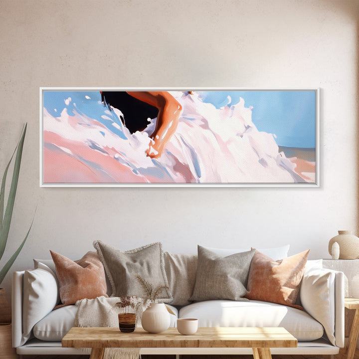 Abstract Ocean Waves, Coastal Wall Art, Beach Aesthetic, Pastel Seascape, Large Canvas Print, Minimalist Art, Living Room Decor