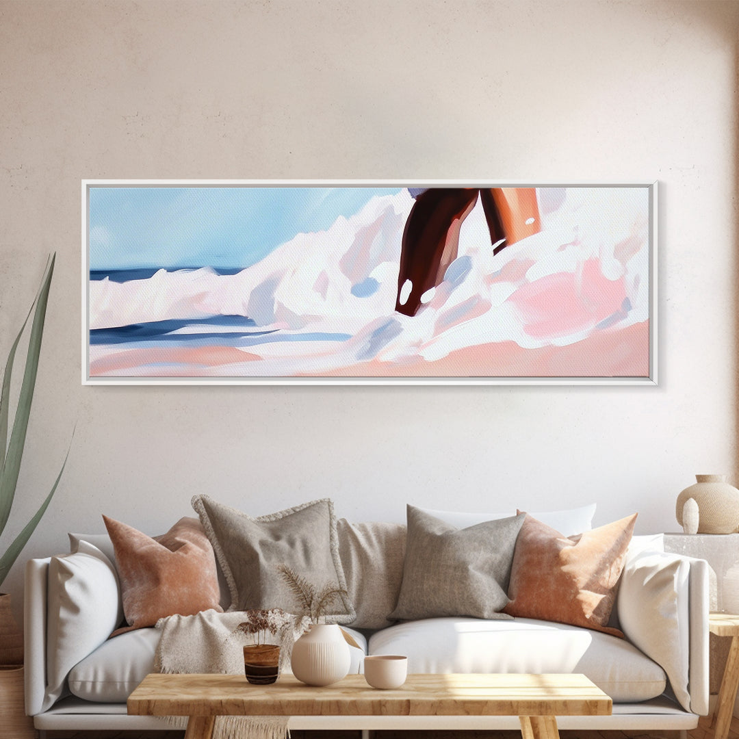 Ocean Splash Painting, Coastal Wave Print, Minimalist Beach Art, Soft Pastel Seascape, Large Canvas Print, Boho Home Decor, Bedroom Art