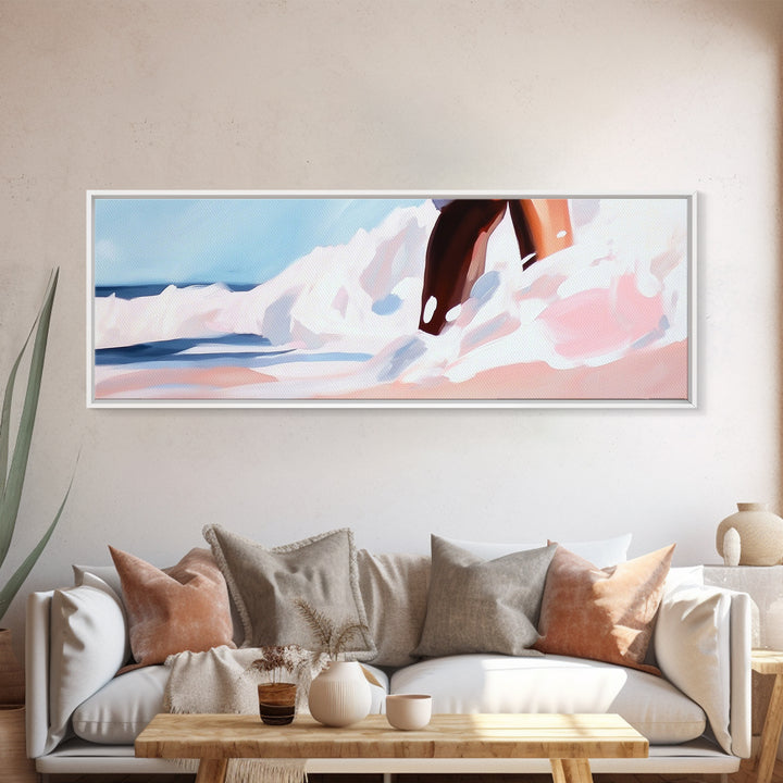 Ocean Splash Painting, Coastal Wave Print, Minimalist Beach Art, Soft Pastel Seascape, Large Canvas Print, Boho Home Decor, Bedroom Art