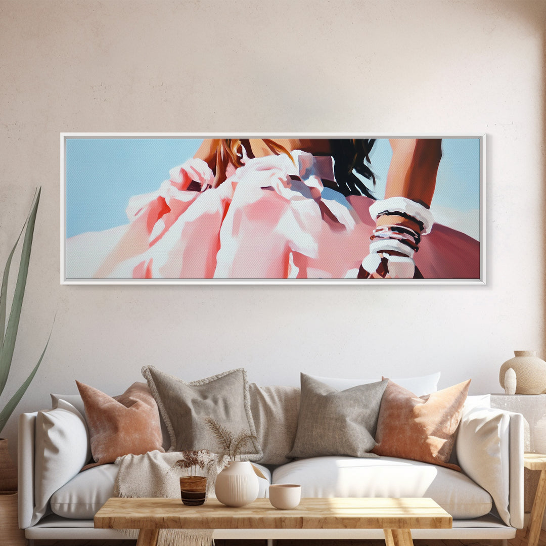 Boho Fashion Art, Flowing Dress Print, Pastel Aesthetic Painting, Minimalist Chic Decor, Large Canvas Print, Bedroom Wall Art