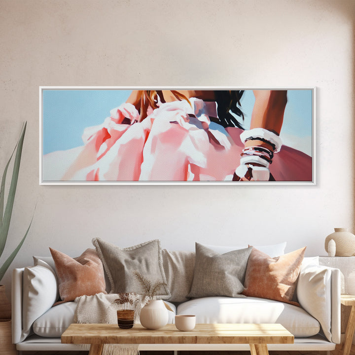 Boho Fashion Art, Flowing Dress Print, Pastel Aesthetic Painting, Minimalist Chic Decor, Large Canvas Print, Bedroom Wall Art