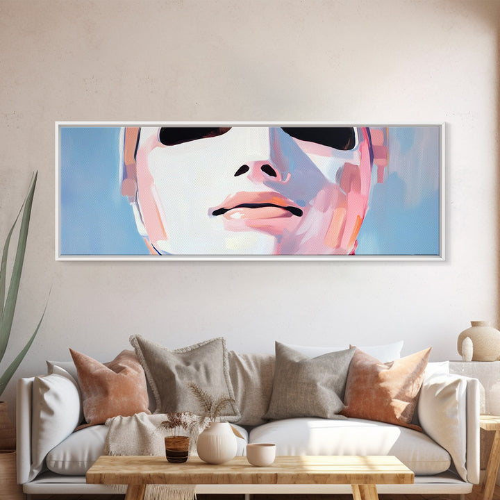 Abstract Mask Art, Portrait Painting, Soft Pastel Expression, Unique Wall Decor, Large Canvas Print, Minimalist Home Art, Boho Aesthetic