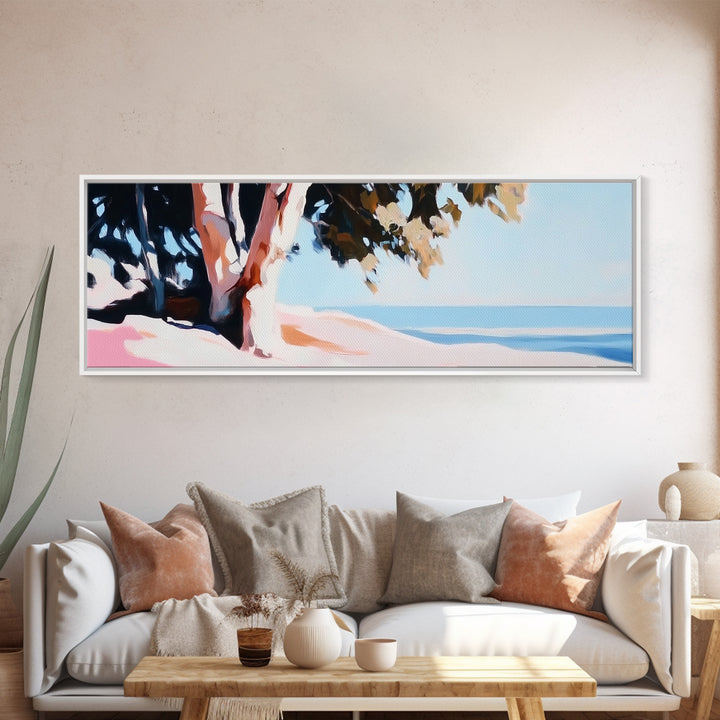Coastal Serenity, Ocean View, Beach Art, Framed Canvas Print, Bedroom Wall Art, Modern Seascape, Relaxing Coastal Decor, Blue Tones