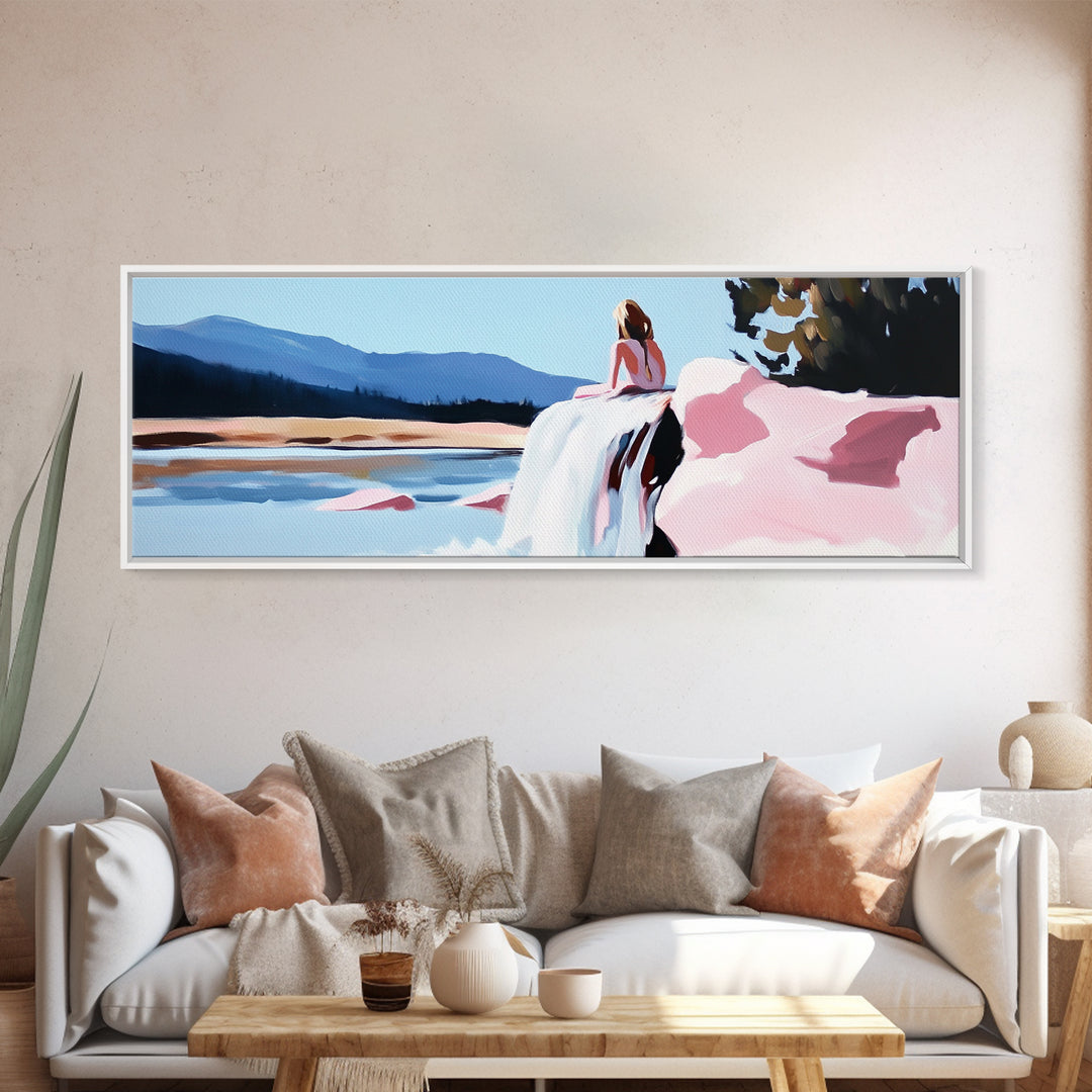 Waterfall Escape, Mountain View, Nature Serenity, Framed Canvas Print, Bedroom Wall Art, Outdoor Adventure Decor, Modern Landscape