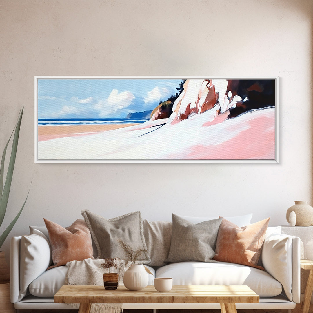 Ocean Cliff, Beach Wall Art, Coastal Landscape, Nature Painting, Serene Seascape, Modern Minimalist, Bedroom Decor, Canvas Print