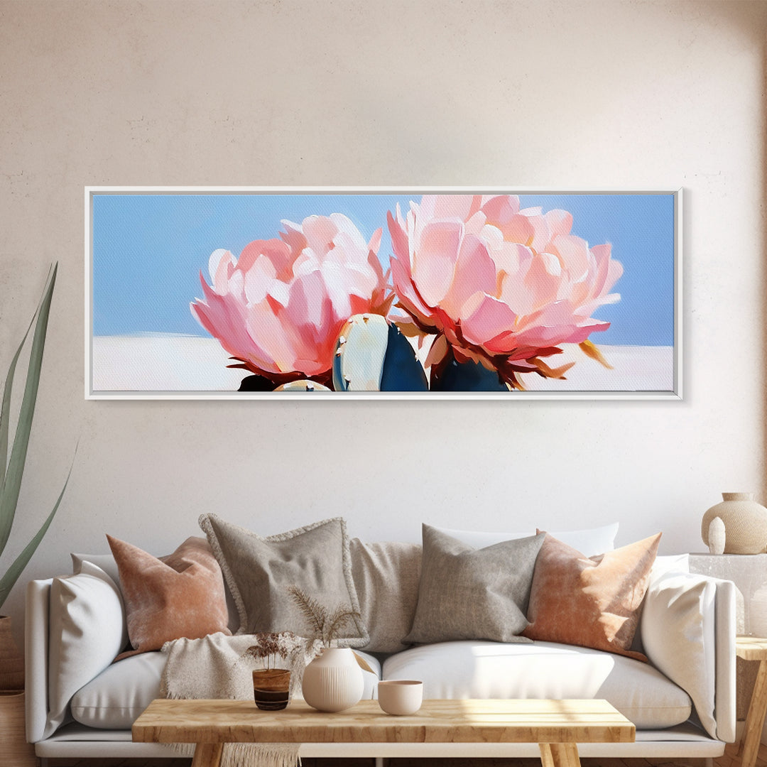 Cactus Blooms, Southwest Wall Art, Boho Home Decor, Canvas Print, Nature Inspired Art, Desert Flowers, Pink Floral Aesthetic