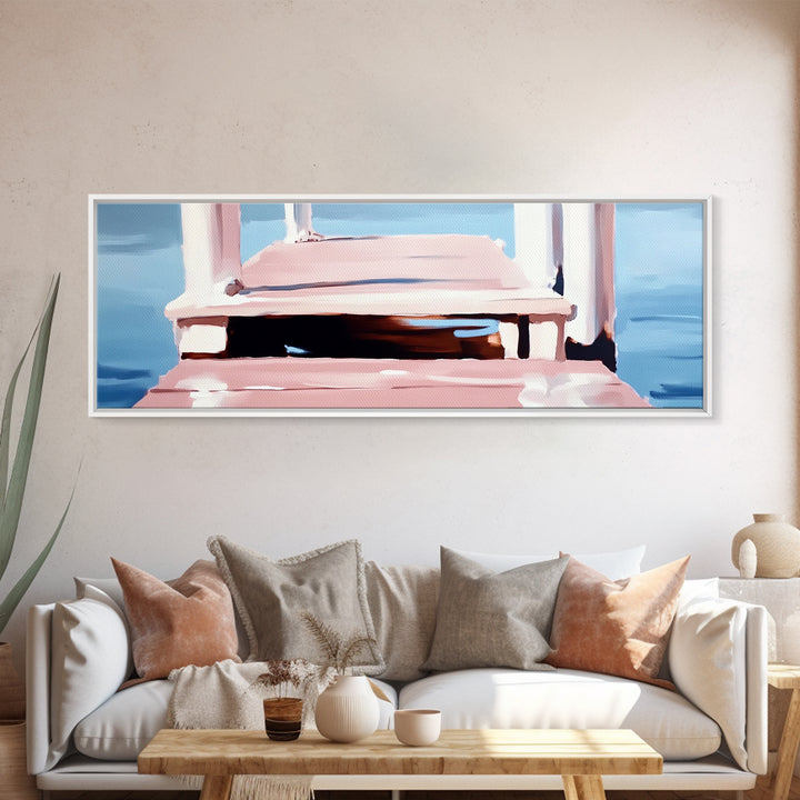 Dock on Water, Serene Reflection, Minimalist Art, Nautical Decor, Canvas Print, Coastal Home Art, Relaxing Wall Art, Lake House Decor