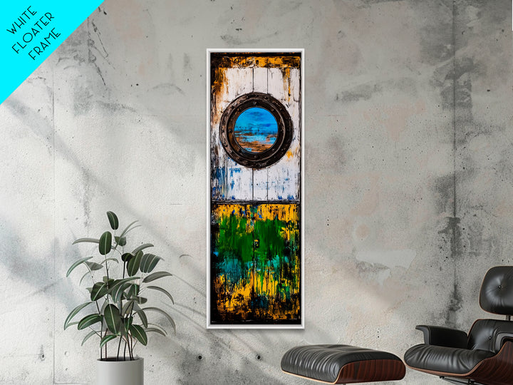 Nautical Window, Rustic Wood, Coastal Home, Canvas Print, Ocean View, Maritime Wall Art, Beach House Decor, Living Room Wall Art