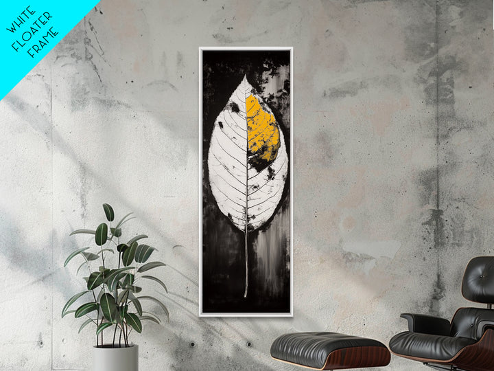 Autumn Leaf, Black and White, Minimalist, Framed Canvas Print, Modern Botanical Art, Monochrome Print, Fall Wall Decor, Cozy Home Art