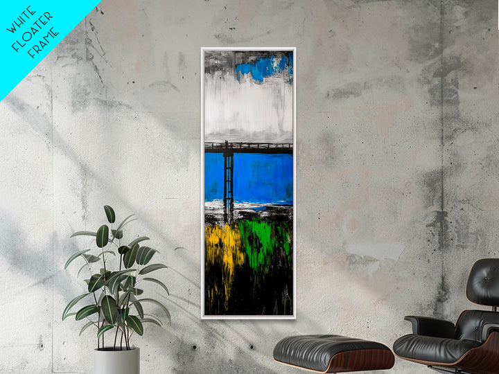 Bridge, Blue Water, Modern Abstract, Canvas Print, Contemporary Art, Urban Landscape, Minimalist Wall Art, Office Decor, Unique Home Art