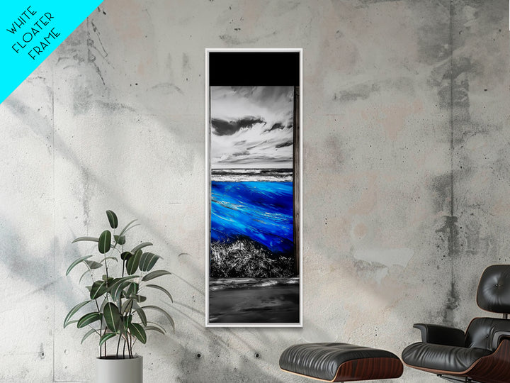 Ocean View, Blue Wave Art, Coastal Decor, Nautical Wall Art, Modern Abstract, Beach House Decor, Framed Canvas Print