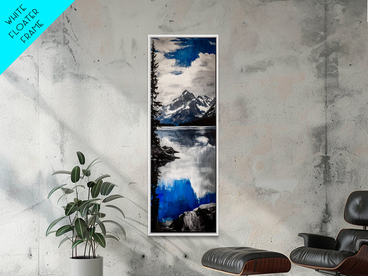 Serene Lake, Blue Mountain Reflection, Tranquil Water Art, Nature Wall Decor, Contemporary Landscape, Canvas Print