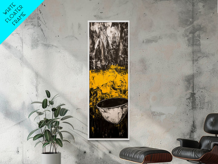 Abstract Yellow, Bold Modern Art, Textured Expressionist, High Contrast Decor, Contemporary Wall Accent, Framed Canvas Print