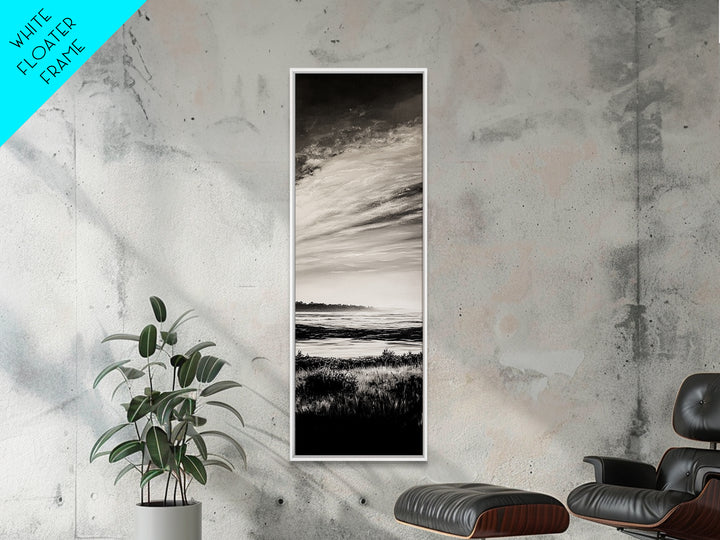 Black White, Seascape Art, Coastal Print, Framed Canvas Print, Monochrome Wall Art, Beach House Decor, Large Art, Living Room Artwork