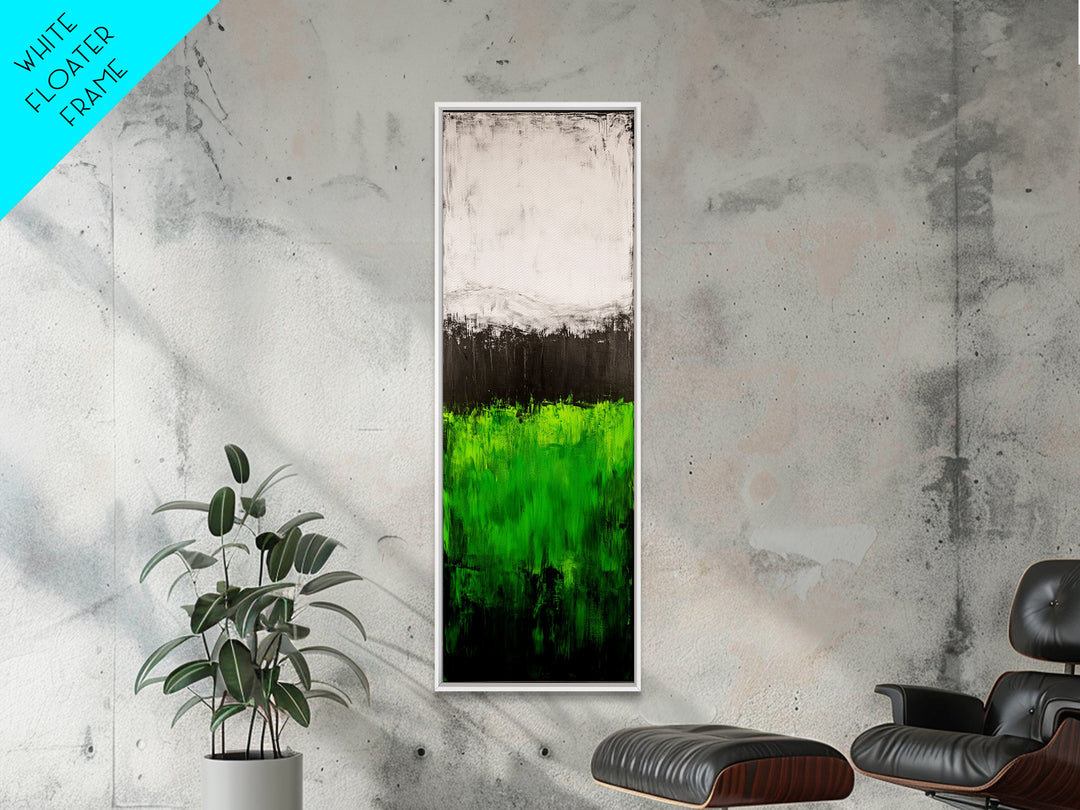Abstract Green Field, Minimalist Landscape Painting, Modern Nature Art, Canvas Print, Vibrant Green Wall Decor, Contemporary Home Art