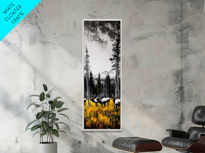 Autumn Elk, Wildlife Painting, Rustic Lodge Decor, Mountain Scene Art, Framed Canvas Print, Cabin Wall Art, Fall Art, Western Decor