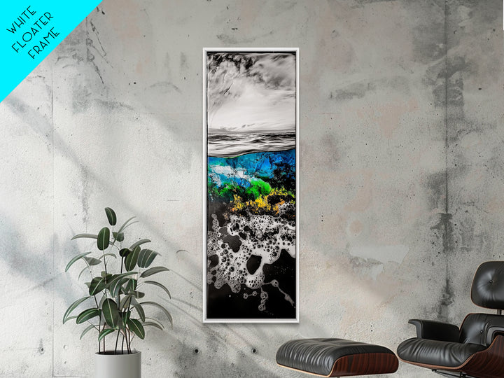 Ocean Depths, Abstract Seascape, Split View Art, Nautical Home Decor, Framed Canvas Print, Coastal Wall Art, Blue Tones Art, Unique Design
