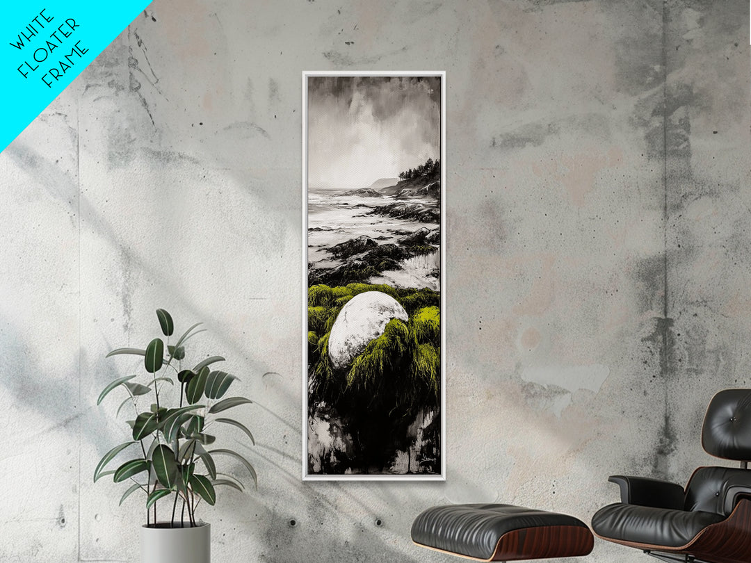 Coastal Rock, Ocean Landscape, Framed Canvas Print, Seascape Wall Art, Beach House Decor, Nautical Artwork, Minimalist Art, Bedroom Art