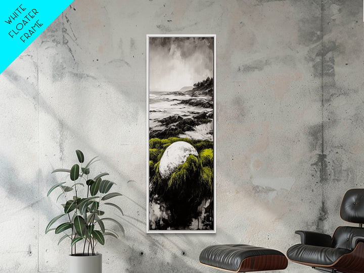 Coastal Rock, Ocean Landscape, Framed Canvas Print, Seascape Wall Art, Beach House Decor, Nautical Artwork, Minimalist Art, Bedroom Art