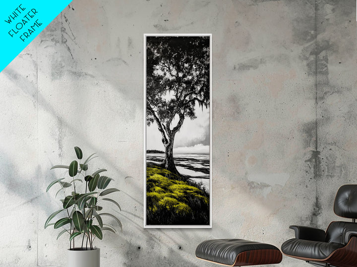 Oak Tree, Marshland Art, Canvas Print, Black and White Tree Art, Nature Wall Decor, Rustic Home Decor, Farmhouse Art, Living Room Wall Art