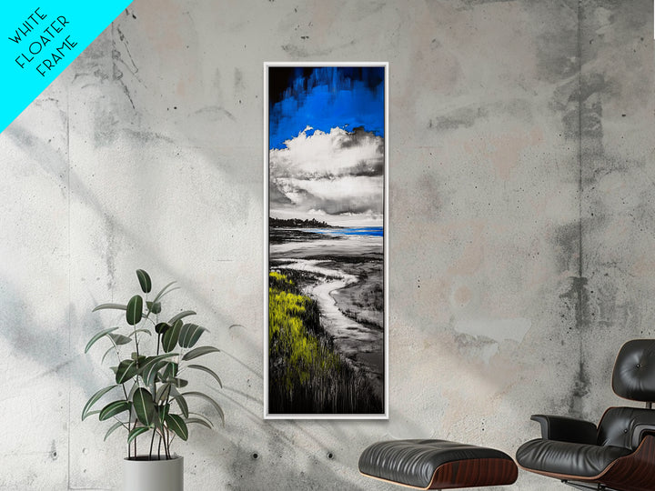Coastal Marsh, Blue Sky, Canvas Print, Beach House Art, Minimalist Seascape, Ocean Decor, Nature Inspired Artwork, Living Room Art