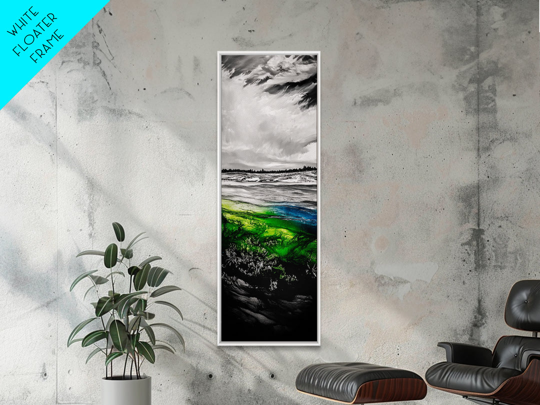 Abstract Landscape Wall Art, Green and Blue Coastal Decor, Nature Inspired Art, Modern Home Decor, Office Wall Art,
