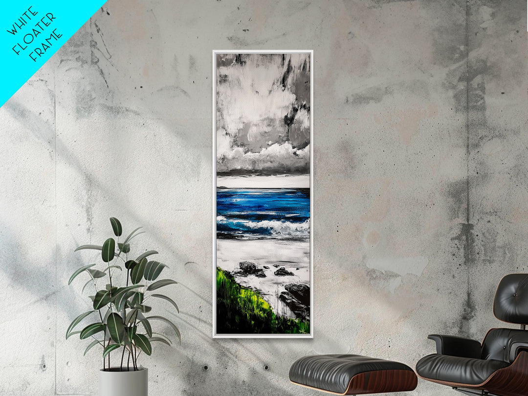 Ocean Horizon Painting, Abstract Seascape Art, Blue and Green Coastal Decor, Contemporary Nautical Art, Dining Room Wall Art, Canvas Print