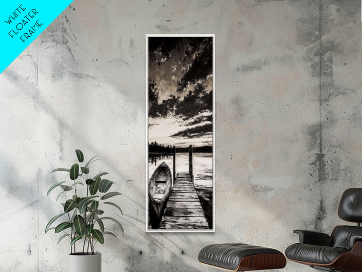 Black and White Seascape, Ocean Wave Painting, Minimalist Coastal Wall Decor, Beach House Artwork, Living Room Art, Framed Canvas Print