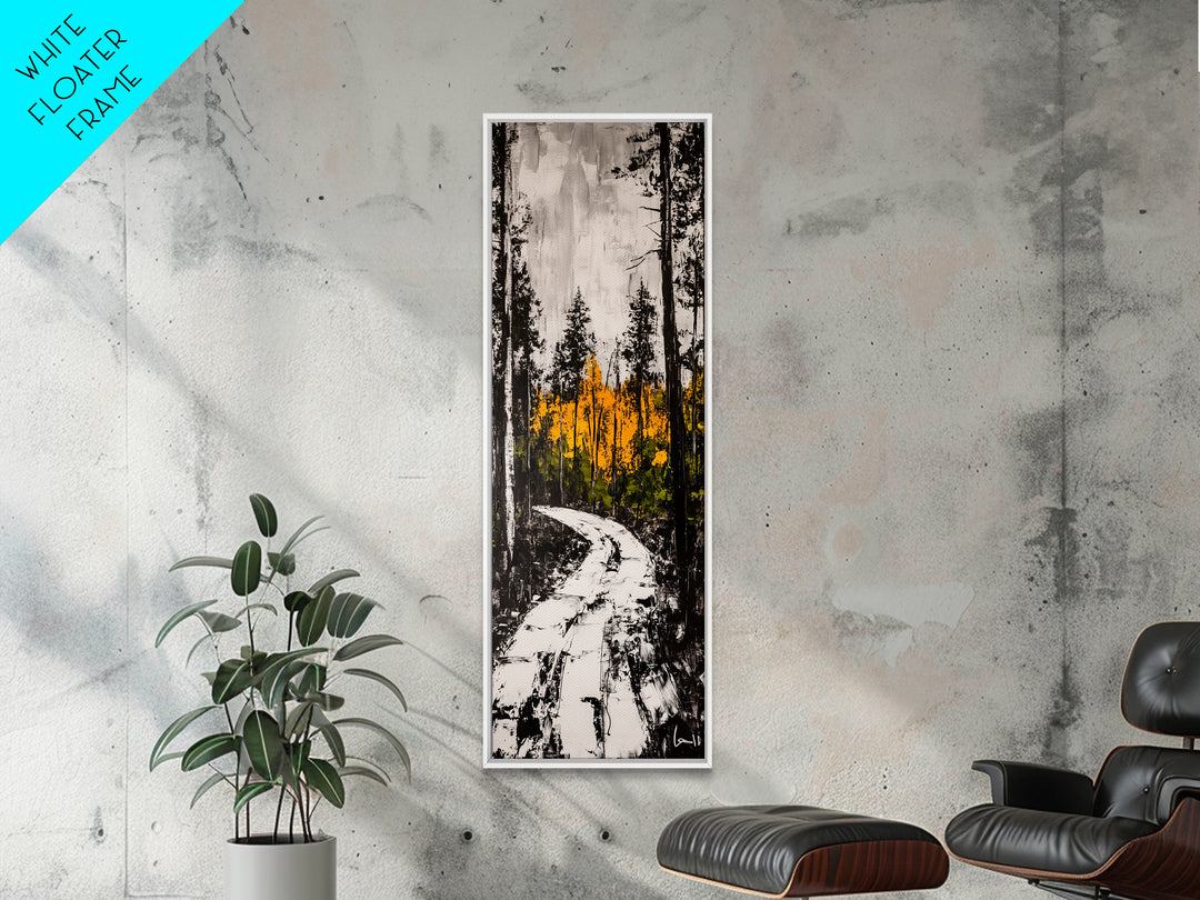 Autumn Forest Path, Fall Landscape Art, Woodland Painting, Nature Wall Art, Rustic Decor, Modern Wall Print, Framed Canvas Print