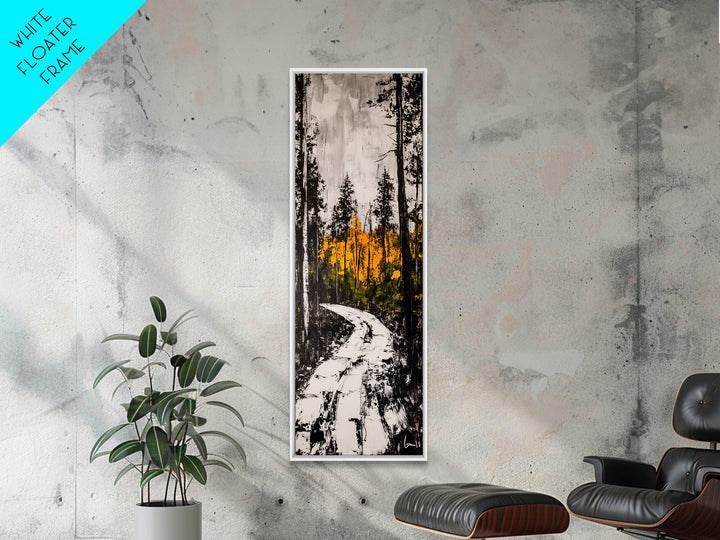Autumn Forest Path, Fall Landscape Art, Woodland Painting, Nature Wall Art, Rustic Decor, Modern Wall Print, Framed Canvas Print