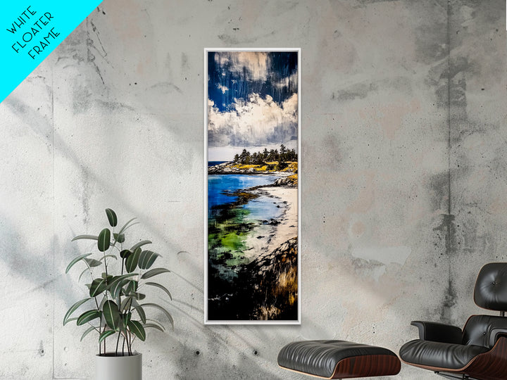 Coastal View, Ocean Serenity, Beach Scene, Tranquil Art, Framed Canvas Print, Living Room Wall Art, Seascape Painting, Nautical Home Decor