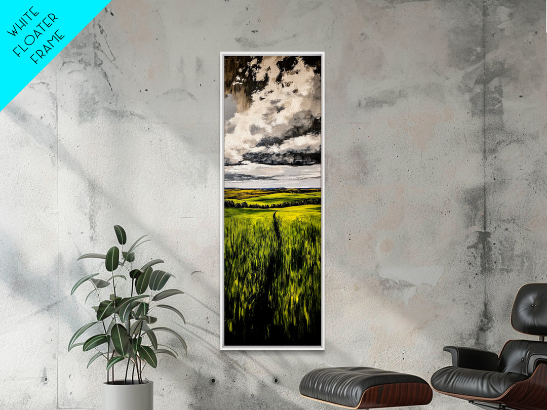 Rolling Fields, Green Landscape Painting, Farmhouse Wall Art, Nature Artwork, Rustic Home Decor, Country Living Room Art, Canvas Print