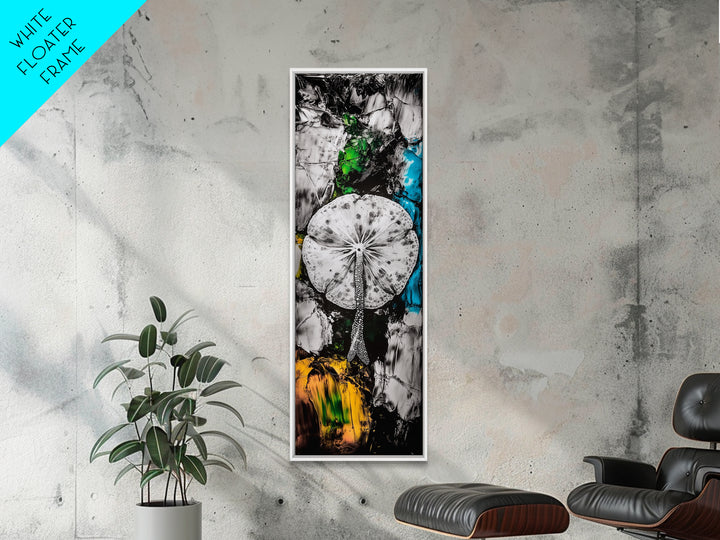 Abstract Mushroom, Black White Art, Modern Wall Decor, Framed Canvas Print, Living Room Art, Minimalist Painting, Unique Gift