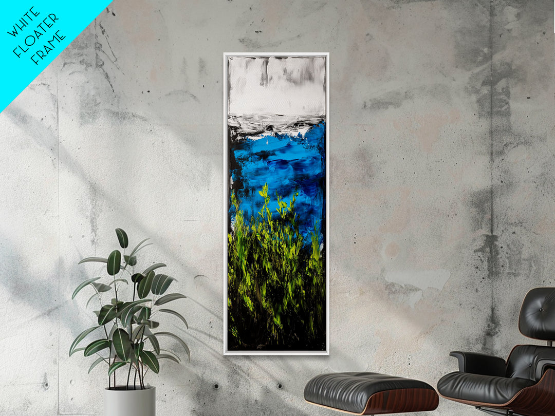 Blue Sea, Green Plants, Ocean View, Canvas Print, Coastal Wall Art, Living Room Art, Nature Inspired Decor, Nautical Beach House Art