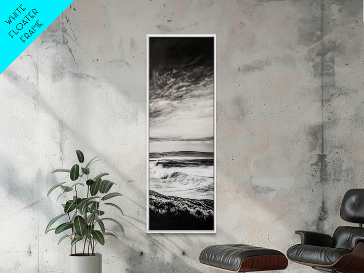 Coastal Waves, Black and White, Ocean Photography, Surf Art, Framed Canvas Print, Minimalist Decor, Beach House Wall Art