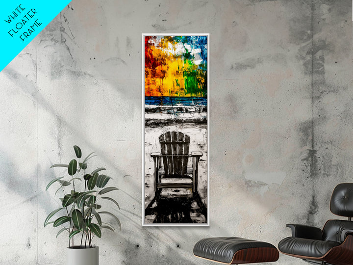 Beach Chair, Coastal Wall Art, Relaxation Painting, Framed Canvas Print, Seaside Decor, Nautical Art, Living Room Wall Art, Summer Vibes